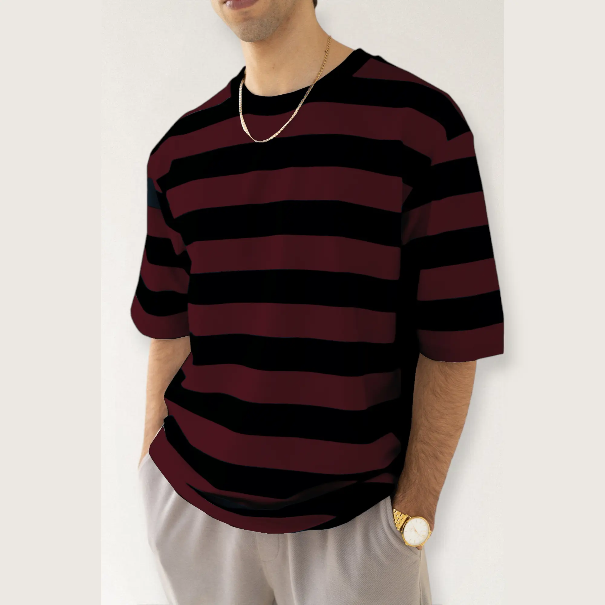 JACKSPIRE  Baju Kaos Stripe Distro Pria dan Wanita Unisex Kaos Garis Garis Viral Kekinian
