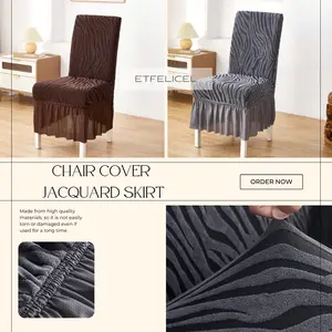 Chair Cover Jacquard Skirt / Penutup Alas Sarung Kursi Elastis Scretch Tebal Mewah Renda Abstract