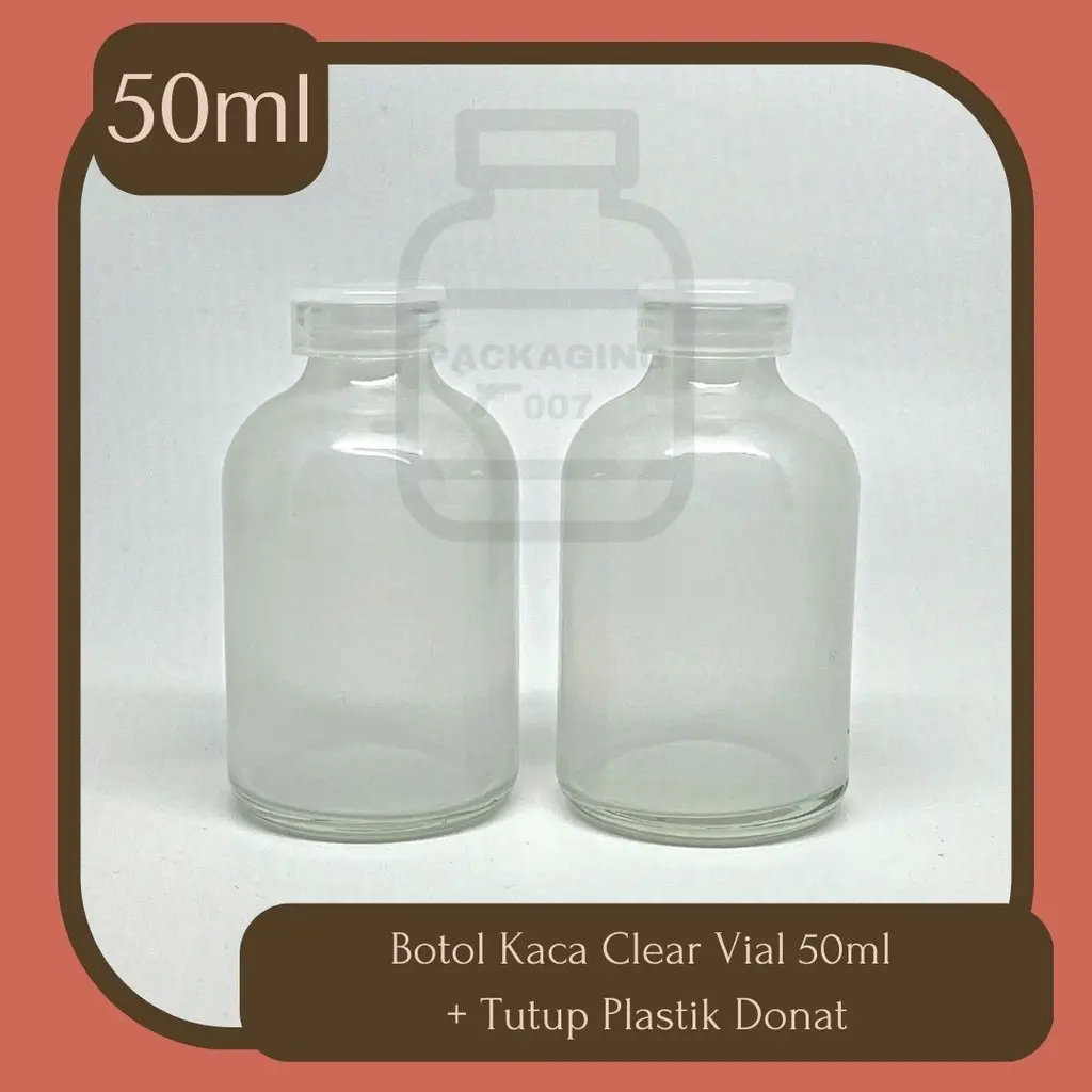 Botol Kaca Vial Clear Reed Diffuser 50ml Tutup Plastik Donat