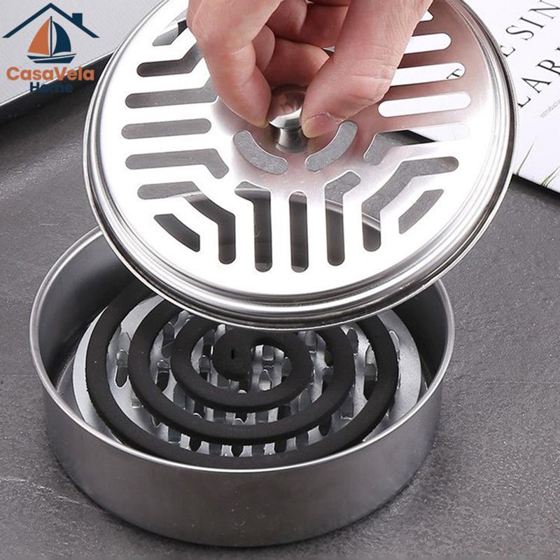  Hộp Đựng Nhang Muỗi INOX Có Nắp Đậy Khay Đựng Hương Muỗi Bằng Thép Không Gỉ An Toàn 