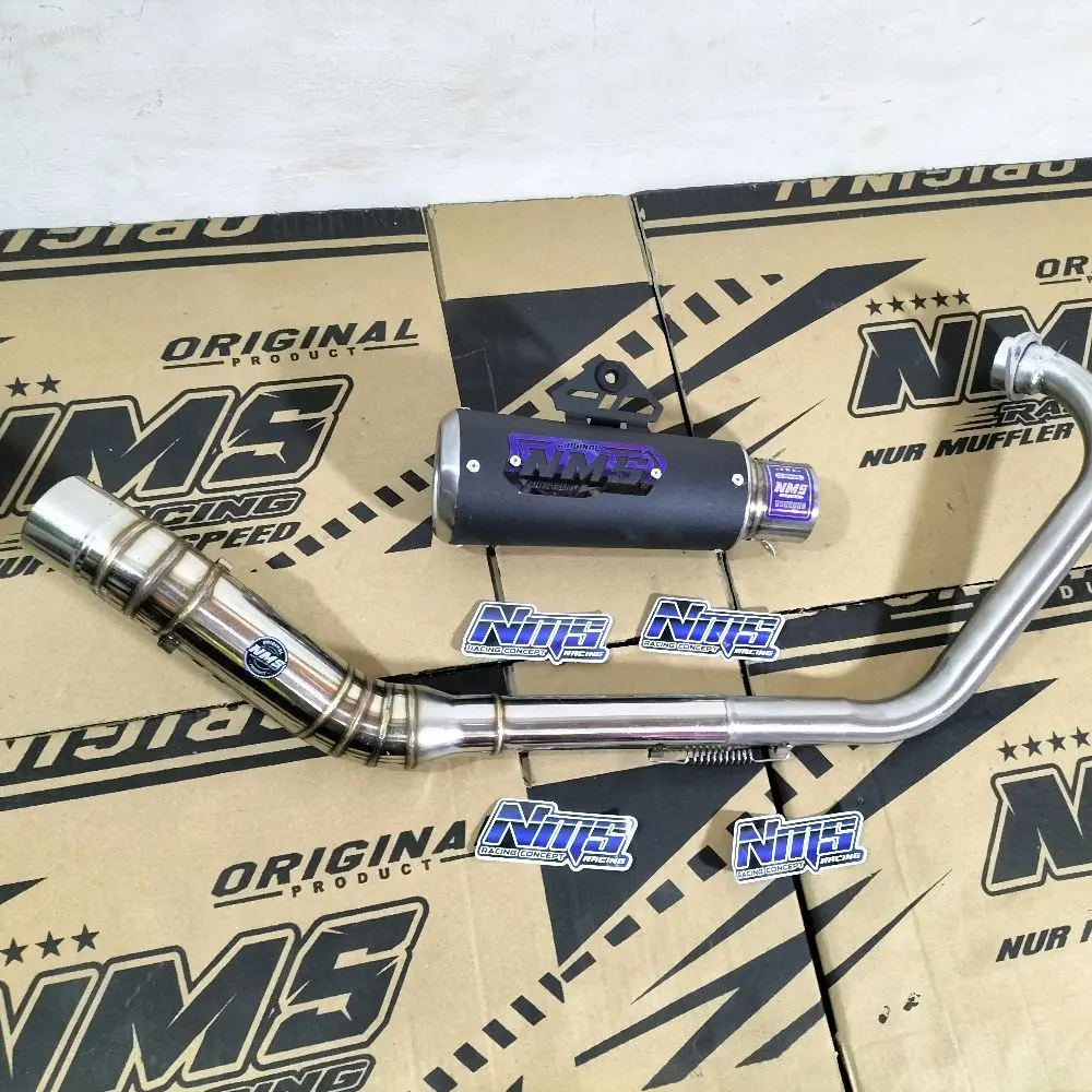 knalpot NMS RACING original tipe gp2 black cotting inlet50mm pnp vixion,Tiger,Fu,MX,sonic,dll