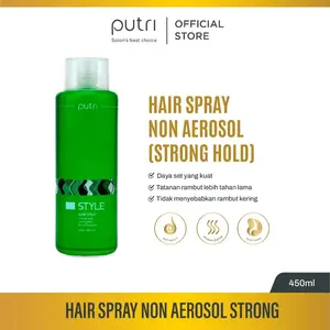 Putri Refill Hair Spray Non-Aerosol Strong 450mL for Professional Use – Styling Rambut Extra Kuat & Tahan Lama | Non-Aerosol & Tidak Bikin Kering |Hair Spray Lokal BPOM | Strong Hold Styling Profesional | Salon-Ready Styling Spray