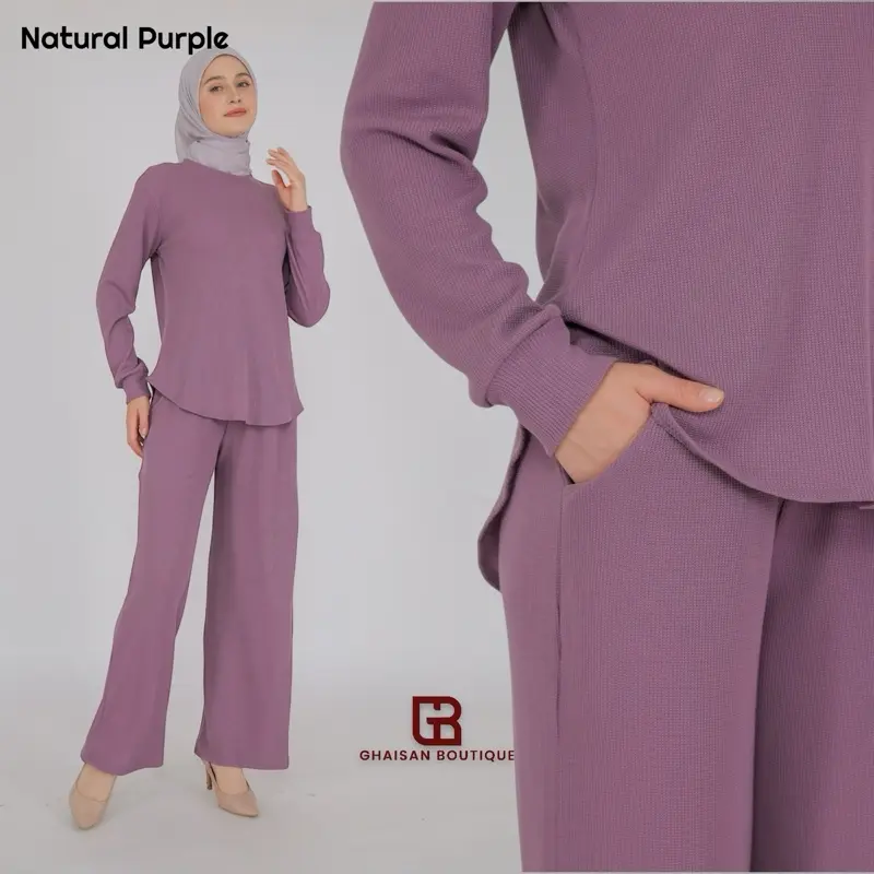 Bella Set III - One Set | One Set Setelan Wanita | Setelan Wanita Baju Satu Set Waffle Knit Atasan dan Celana by ghaisanboutique Kulot Muslim Panjang Wanita | Celana Panjang