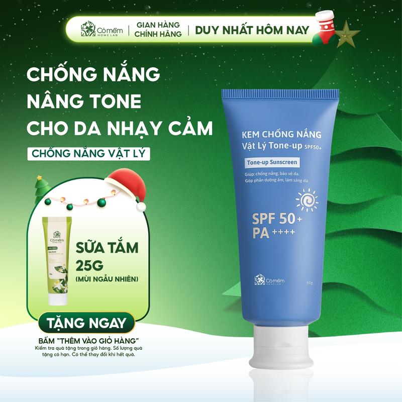Kem Chống Nắng Vật Lý Tone Up SPF50 PA++++ Tone Up An Toàn Cho Da Nhạy Cảm Bà Bầu Trẻ Em Cỏ Mềm 60g Sunscreen