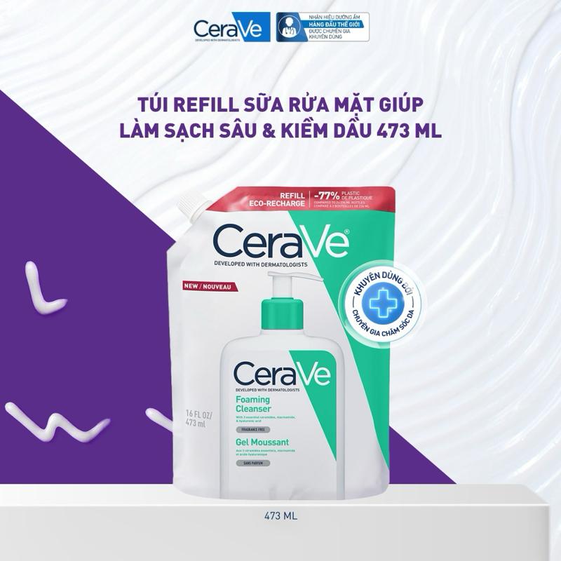 Sữa rửa mặt giúp làm sạch sâu dành cho da dầu Cerave Foam Cleanse 473ML - Refill, tạo bọt làm sạch sâu dịu nhẹ và cung cấp độ ẩm cho da. Chăm sóc da_Sữa rửa mặt_Skincare cho Nam và Nữ_Cleansing