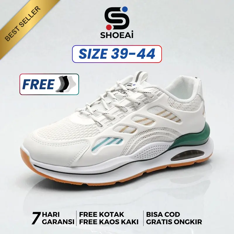 SHOEAI Gusion Sepatu Kasual Sneakers Pria Olahraga sol karet Casual Running  Sport cooldown GRAY 39