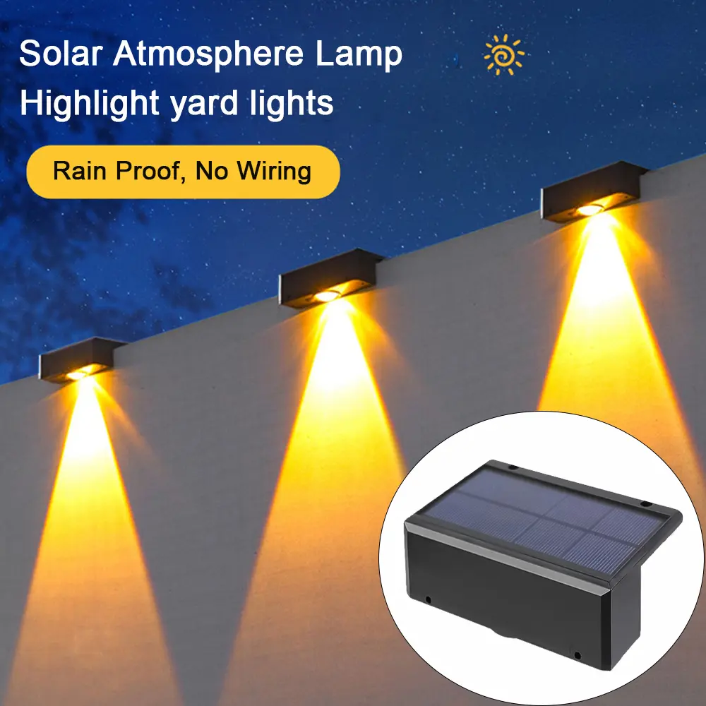 Outdoor Solar LED Wall Light Fence Lamp Path Garden Yard Patio Pathway Stairs Step Deck Wall Lamp Waterproof