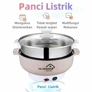Panci Listrik Multifungsi Anti Lengket Lapis Keramik Free kukusan/Steamer Plastik