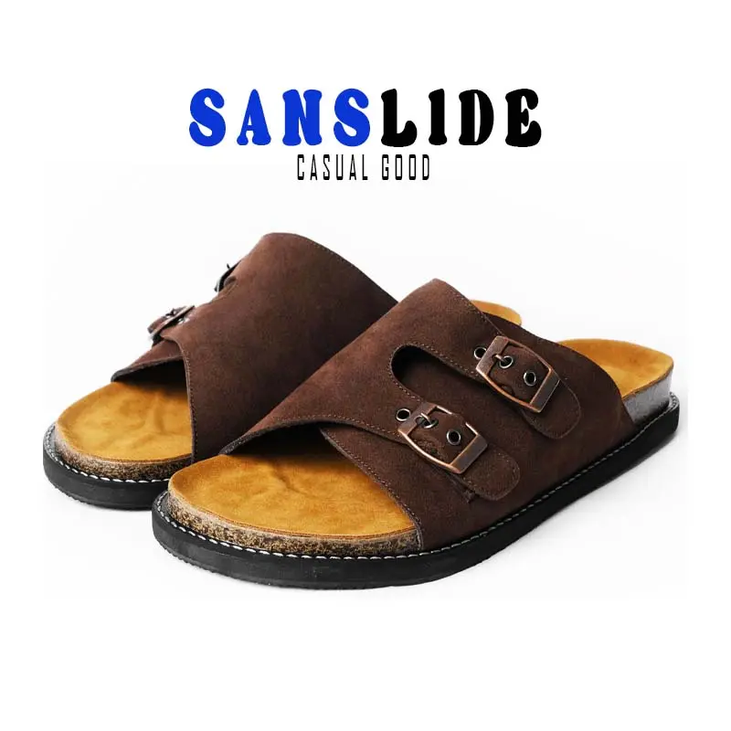 SANSLIDE SANDAL - NOIR SERIES KULIT SUEDE COKLAT CREAM  Pria