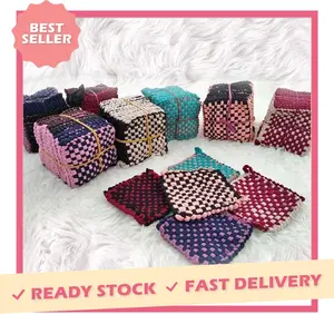 Cempal Anti Panas Anyam Dapur Tebal Kain Lap Tangan Pegangan Panci Wajan Tatakan Gelas Piring Teko Perlengkapan Meja untuk Keamanan dan Kenyamanan