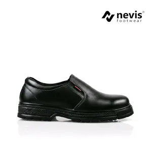 NEVIS Asgard Sepatu Slip On Pria Kulit Sepatu Kerja Outdoor Ujung Besi 39-45