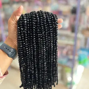 Kristal Gepeng Cutting Hitam Merah Kristal Ceko 4mm 6mm 8mm untuk Dekorasi dan Aksesori