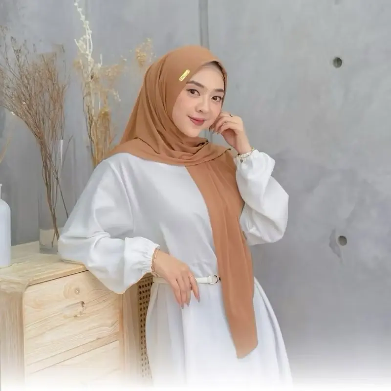 HIJAB SEGITIGA INSTAN JERSEY LABEL AKRILIK Nyaman Lembut Cantik 1