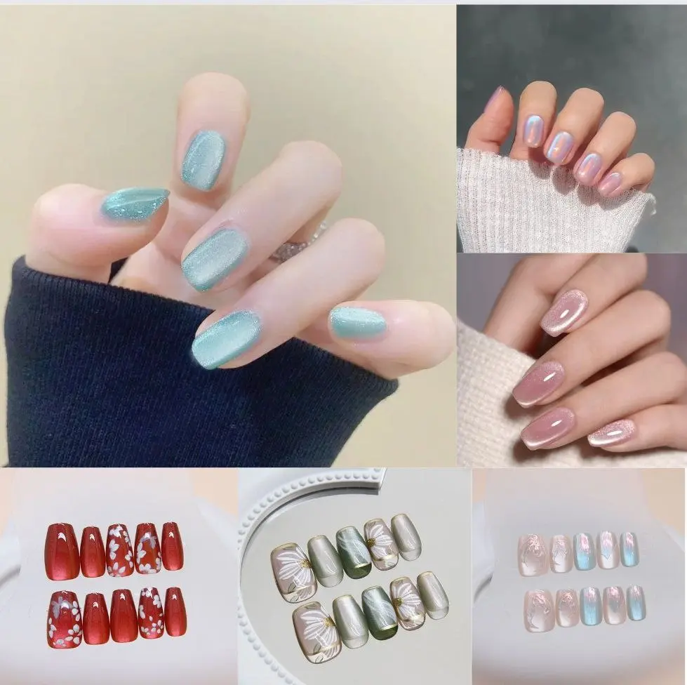 [HandMad] cat eye plain color fake nail kuku palsu handmade fake nail useable fake nail beauty quality pajang kuku palsu pendek kuku palsu  kuku cantik