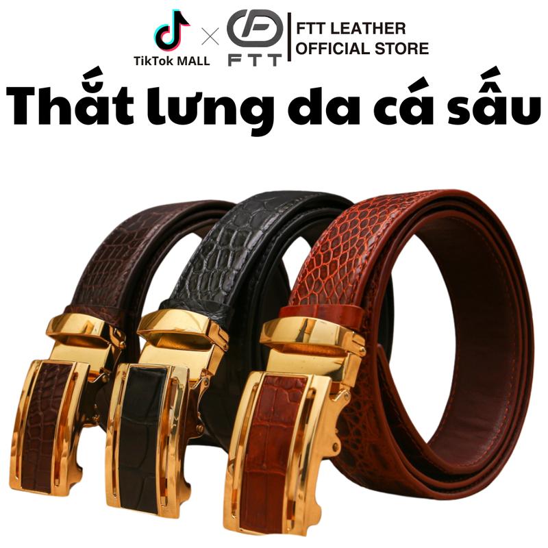 Thắt lưng nam da cá sấu FTT Leather loai dây liền 3.5cm nguyên bản, cam kết da thật cao cấp