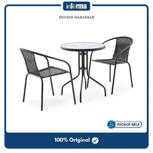 [MEGA SALE] - Informa Colorado Set Kursi & Meja Teras - Cokelat Tua