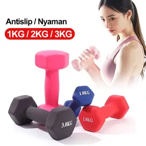 Dumbbell Neoprene 1kg/2kg/3kg untuk Wanita - Barbel Mini Warna Pink & Cantik, Bahan Premium Anti Licin, Cocok untuk Fitness, Squat & Olahraga Rumahan