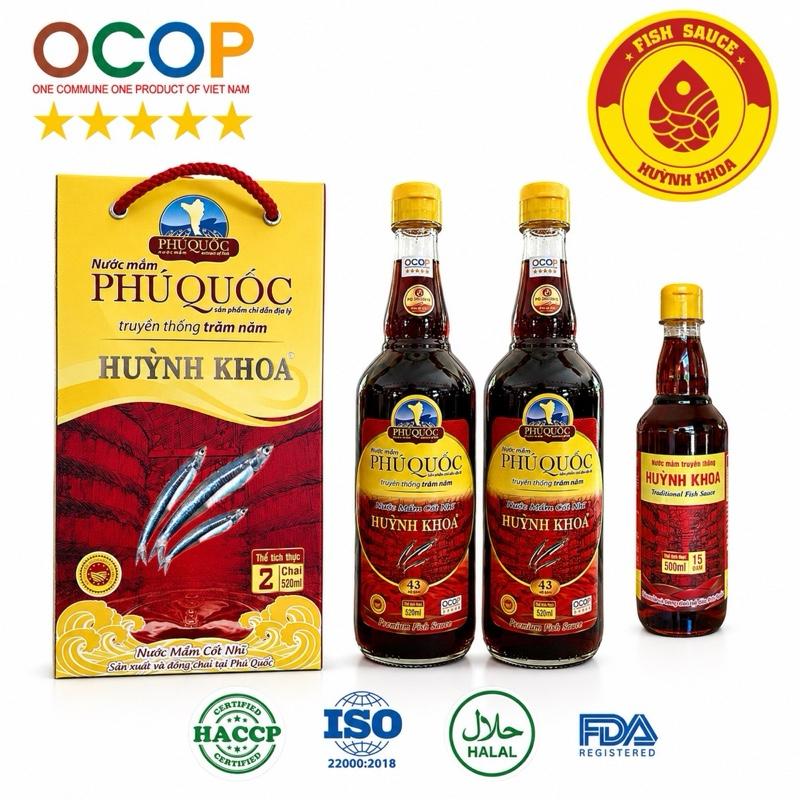 43° Đạm Nước Mắm Phú Quốc Huỳnh Khoa – | Traditional Fish Sauce | Hộp 2 chai x 520ml |