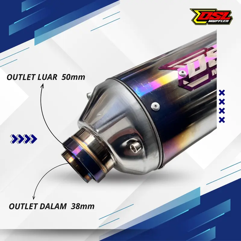 DSL Muffler - Knalpot Standar Racing Hyper Blue Edition – Suara Bass Adem Empuk 4
