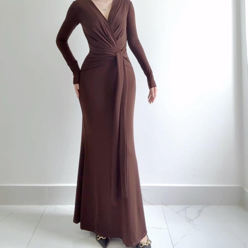  Đầm body nữ tay dài ôm eo phong cách thanh lịch nữ tính sang chảnh Lolystore dress women HL110 