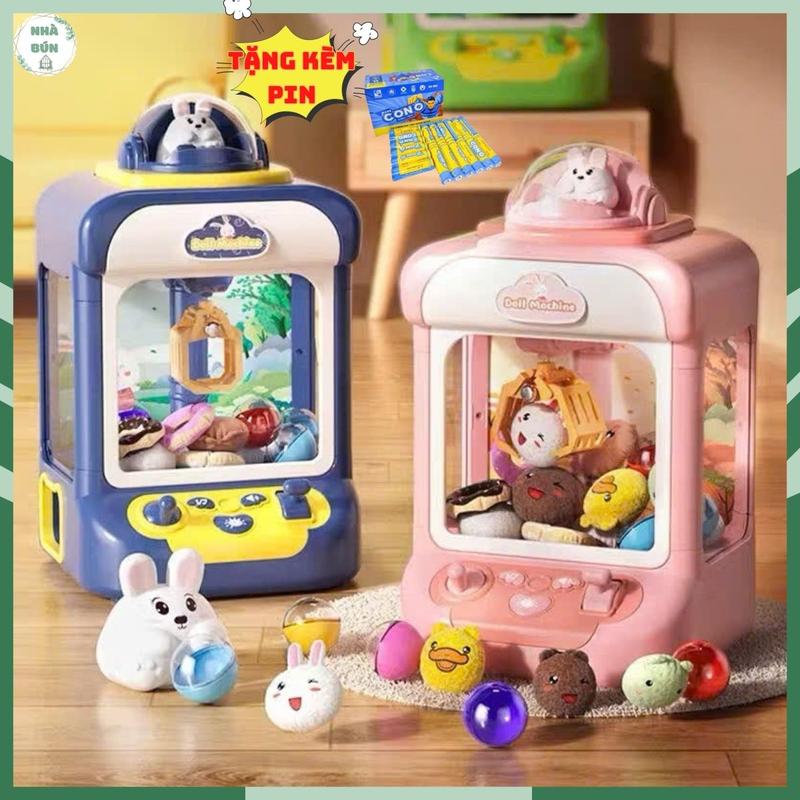 Đồ Chơi Máy Gắp Thú Bông Mini Cho Bé Có Nhạc Có Đèn Sẵn Nhiều Gấu Bông Và Hộp Quà Bí Mật Cho Bé Cao Su Voi A42 M43 TẶNG 4V PIN AA