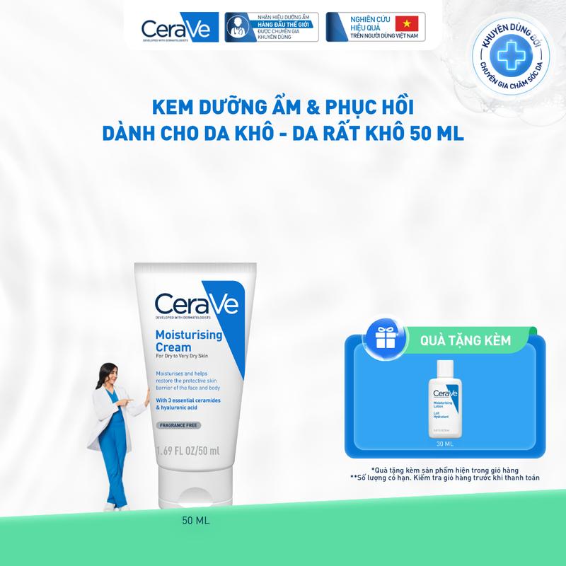 Kem dưỡng ẩm dành cho da khô Cerave Moisturizing Cream 50ML. Kem dưỡng giúp…