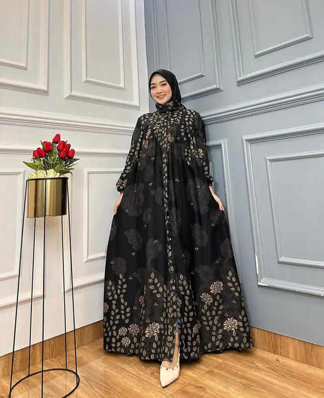 Gamis set Hijab ORIGINAL RAYON DIAMOND. Tebal adem motif BEST SELLER 3