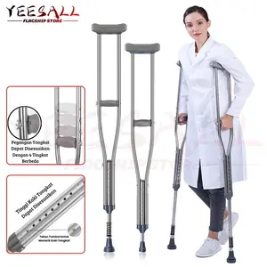 Kruk Ketiak Stainless Steel - Kruk Alat Bantu Jalan yang Kuat dan Dapat Diatur