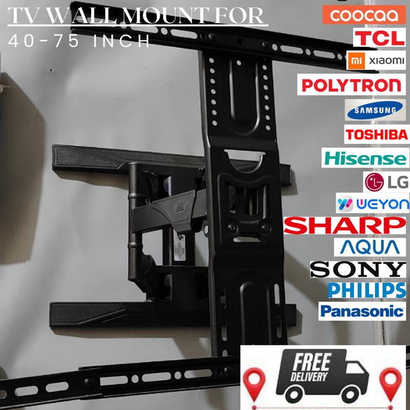 BRACKET TV BREKET DINDING BREKET GANTUNG BREKET FLEKSIBEL IMPORT  SWIVEL 6 ARAH UNIVERSAL 43-75 0
