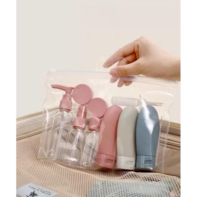 Bộ Chiết Mỹ Phẩm 11 Chi Tiết Set Túi Đựng Mỹ Phẩm, Dầu Gội Thuận Tiện Cho Việc…
