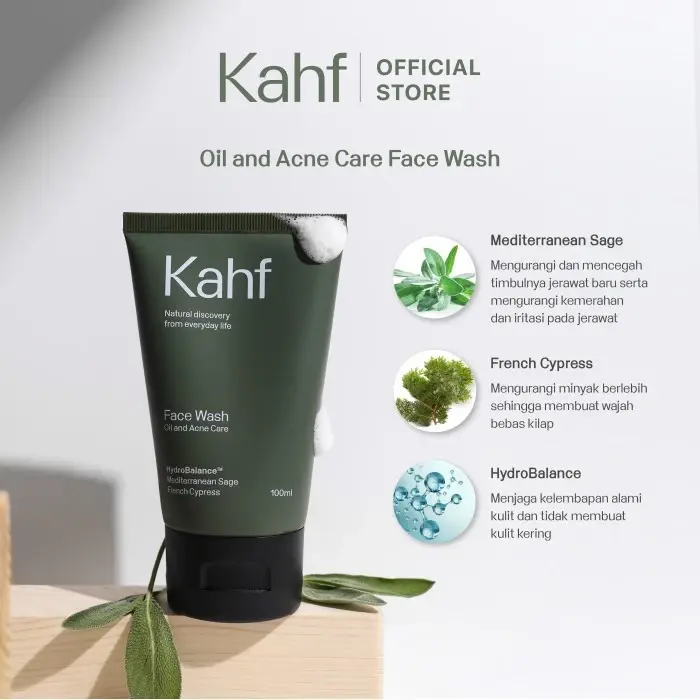 Kahf Oil and Acne Care Face Wash 50ml | 100ml - Pembersih Wajah Berminyak dan Berjerawat untuk Pria 1