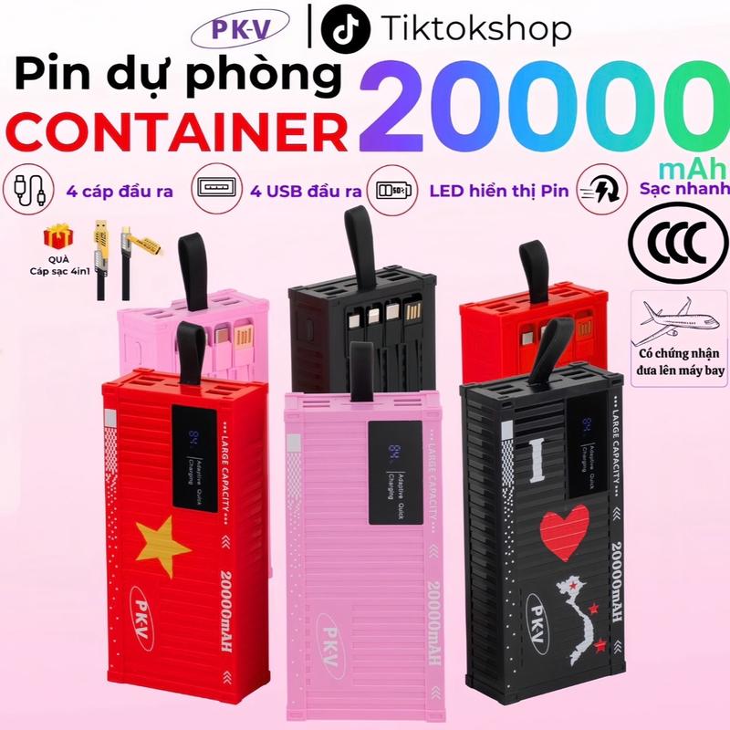    Tặng cáp 4in1 Sạc dự phòng 20000mAh CONTAINER đưa lên máy bay tích hợp 4 dây ra bảo hành 12 Tháng phụ Kiện Điện Thoại 
