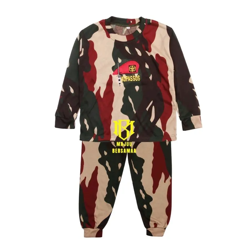 GROSIR SETELAN KAOS BAJU TRAINING PIYAMA ANAK LORENG TENTARA ANAK 4