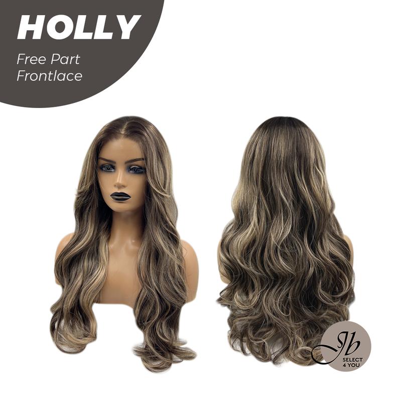 JBSELECT4YOU 24 Inches Brown With Highlight Wave Pre-Cut Free Part Frontlace Glueless Wig HOLLY 0