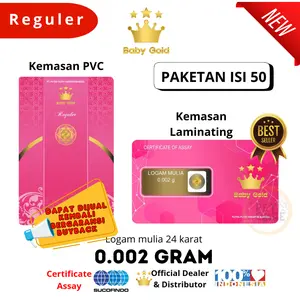 Emas Murni Baby Gold 0.002 Gram  Paketan isi 50 + BONUS
