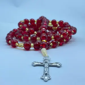 Kalung Rosario 77 Bapa Kami Batu Mote Giok Merah