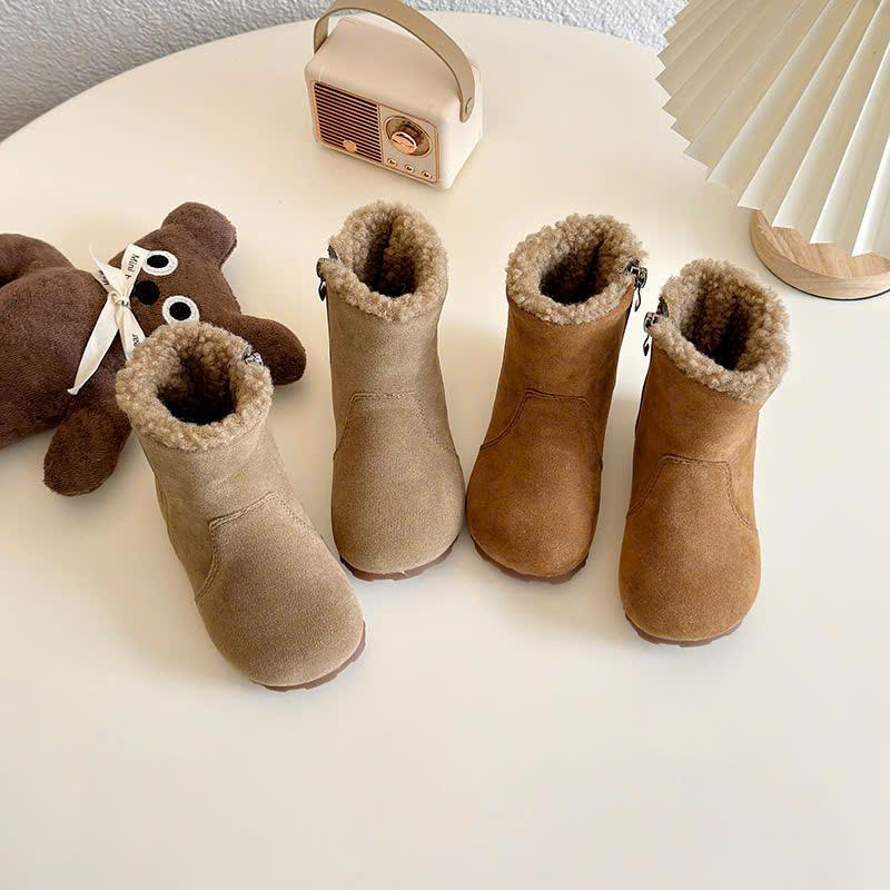    Somi Shoes- 2990   Bốt Da Lộn Cổ Lông  Cho Bé Gái Êm Mềm Đáng Yêu 