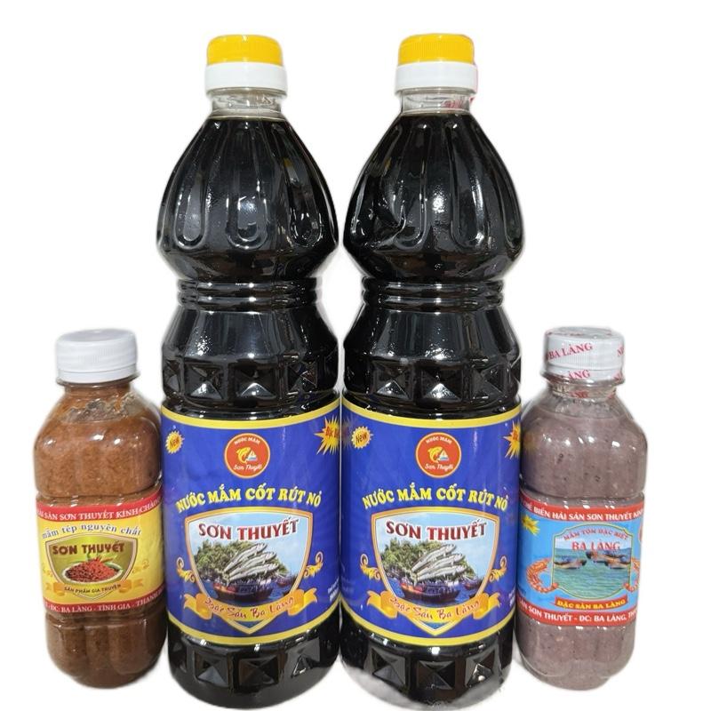  Sơn Thuyết Nước Mắm Cốt Cá Cơm 3 Năm 40N Tặng Kèm 300g Tôm & 300g Tép Ba Làng Thanh Hóa Combo Đặc Biệt 2 Chai 900ml 