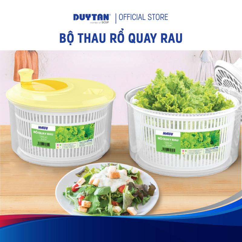 Bộ quay rau thau rổ, nhựa PP, MATSU, quay ráo nước, tiện dụng nội trợ nhà bếp, an toàn sử dụng, trợ thủ nhà bếp đắc lực