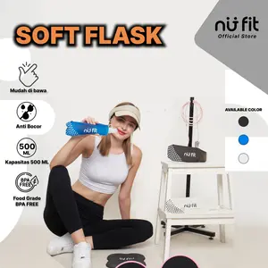 Nu - Fit - Soft Flask 500ml Botol Air Minum Lipat - Botol Minum Running Soft Flask - Botol Air Minum Lipat Sport Outdoor BPA Free - Botol Minum Lipat 500 ML