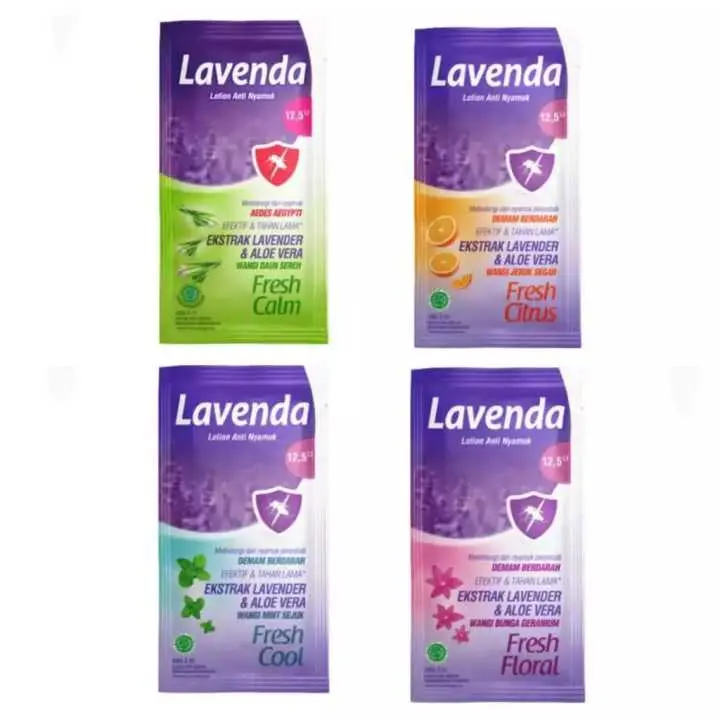 Krim Anti Nyamuk Lavenda – Aroma Lavender, Tahan Lama, Aman Anak & Dewasa - Satu Renceng isi 12pc  bonus 2  total 14