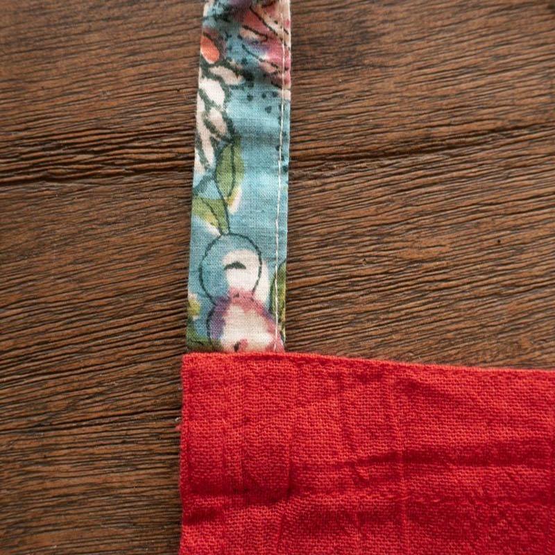 Linen x Cotton india block print apron masak (red) 2