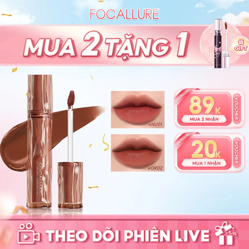 [Voucher 89k] FOCALLURE Pro-blur Airy Velvety Son Kem Nhung Hỗ Trợ Dưỡng Ẩm Cho Môi Mềm Mướt