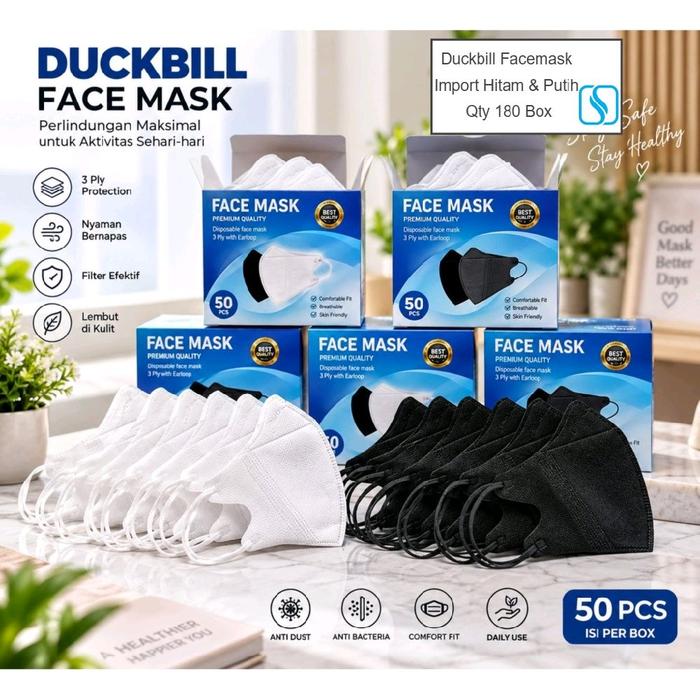 Gambar masker duckbill murah isi 50 pcs facemask 3ply disposable mask Putih dari uniq store 05 Kota Tangerang Selatan Tokopedia