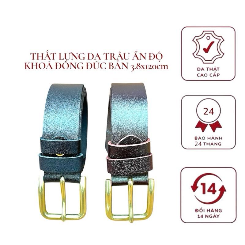 Thắt Lưng Đẹp Nam Da Trâu Ấn Độ Khoá Kim Đồng Đúc Nguyên Khối 3.8x120cm Voi Dây Nịt