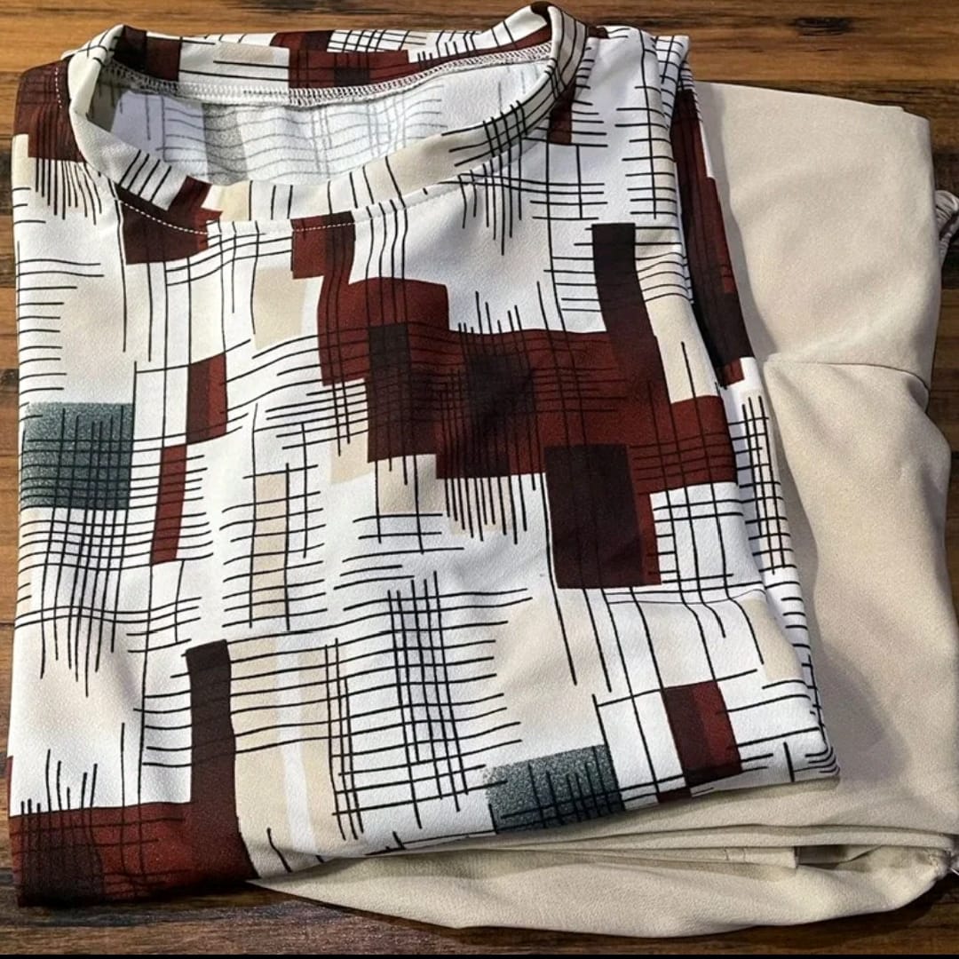 MS SETELAN WANITA JUMBO MOTIF SQUARE BAJU ATASAN DAN BAWAHAN UNTUK SEHARI HARI [BISA COD]