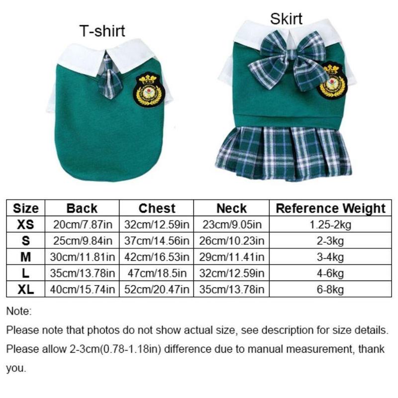 FUZOU Couples Dress Preppy Style Polyester T Shirt Skirt Pet Costumes Soft Comfortable Blue Dog JK Dress For Puppy Cat Kitten 1