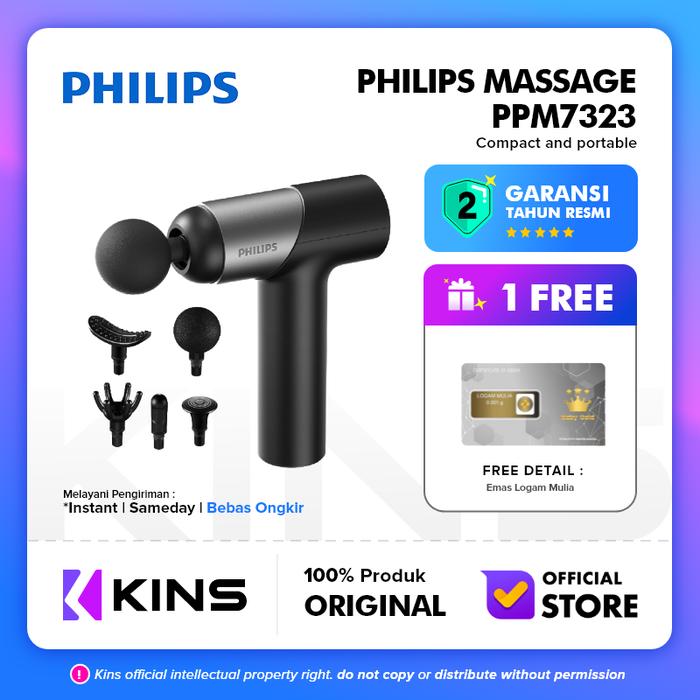 Gambar Philips PPM7323 Massage Gun Portable Alat Pijat Elektrik Massager 30 W dari KINS Official Store Kota Administrasi Jakarta Barat Tokopedia