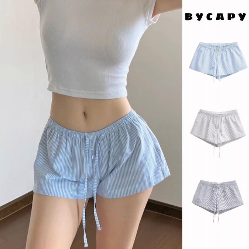 BY CAPY - Quần Đùi Ngủ Nữ Ngắn Dây Rút Quần Short Sexy Mặc Nhà Ngủ Mặc Đi Biển Cạp Chun Thấp Thoải Mái Thoáng Mát