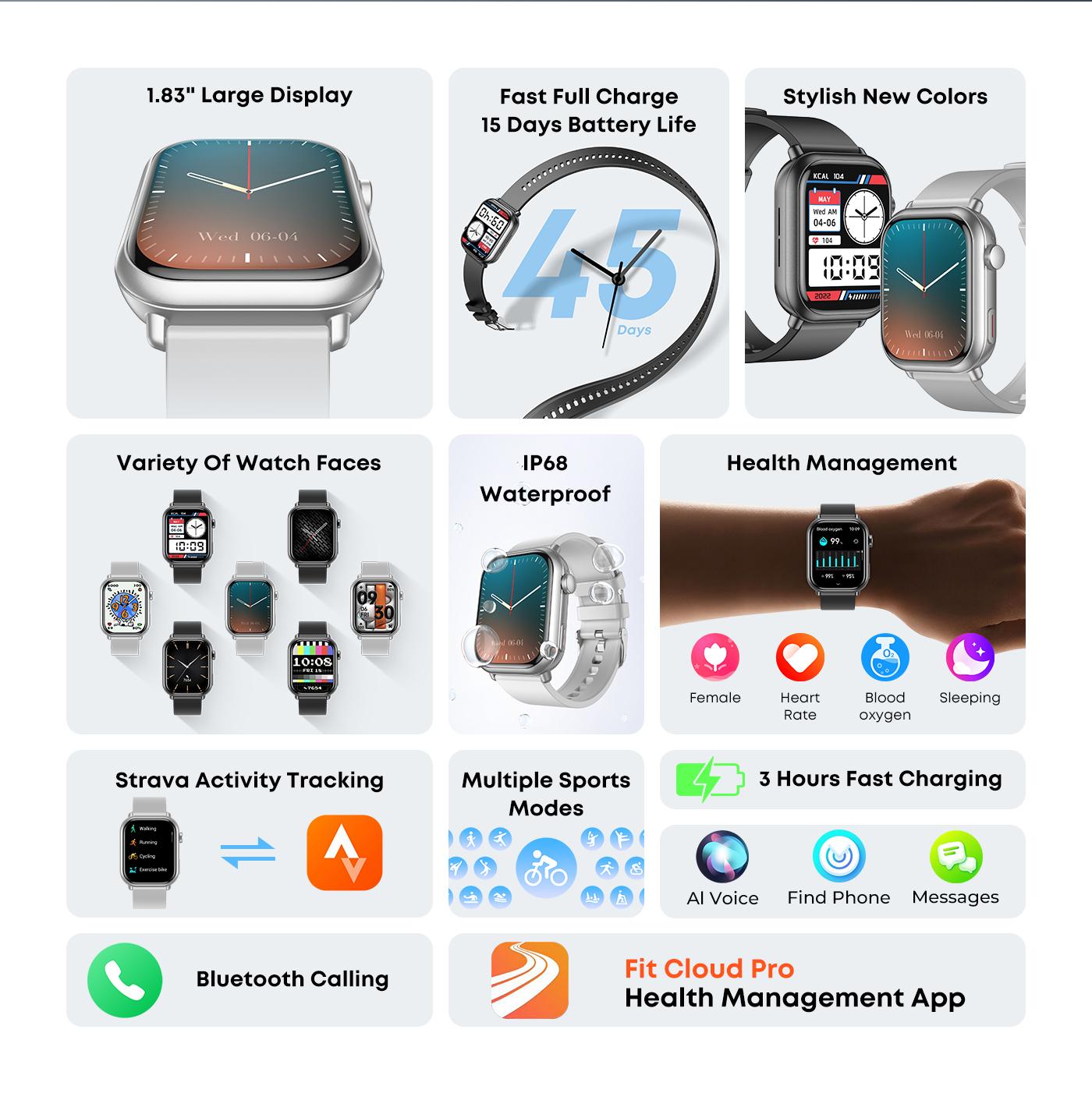 [EXCLUSIVE VANDA RAINY]Olike Smartwatch Meta S2 |1.83" HD Screen | Fast Charging | Strava Sync | IP68 Tahan Air  | Health & Sport Monitoring | Tarnish Silver | Garansi 1 Tahun